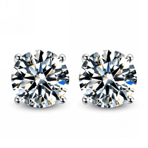 2.10 ct Ladies Round Cut Cubic Zirconia Stud Earrings Push Back in Silver - Bild 2 von 3