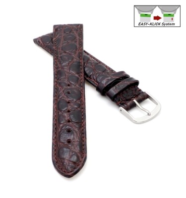 Feines Easy-Klick Alligator Leder Uhrenarmband Munich-XL extralang mocca 18 mm