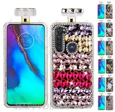 Para Motorola Moto G Stylus - Funda para Botella de Perfume con Correa Gema Estrás