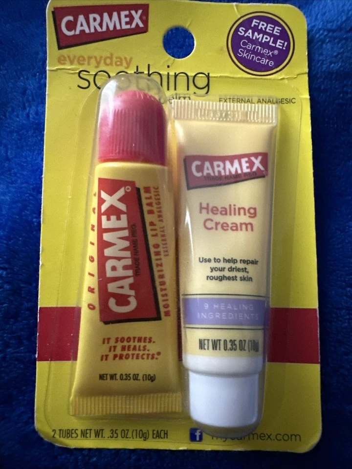 (3) Crema acondicionada de labios diaria Carmex 9 ingredientes curativos tamaño de viaje de 0,75 OZ Foto 2 de 3