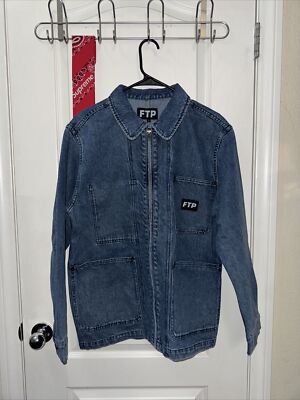 FTP FRAYED DENIM LOGO CHORE JACKET