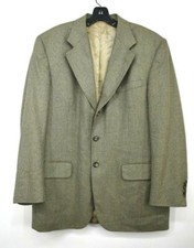 Stafford Men Brown Silk Blend Notch Lapel 3 Button Tweed Wool Blazer Coat 40