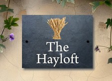 Wheat Sheaf Design High Quality Slate House Sign Custom Name Number 4 Sizes