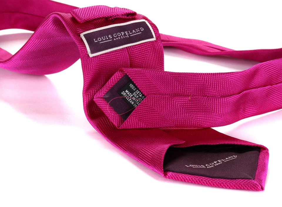 NUEVO CON ETIQUETAS CORBATA LOUIS COPELAND seda pura tejido de sarga magenta lujo Italia Foto 2 de 2