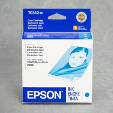 GENUINE Epson 34 T0342 Cyan Ink Cartridge for Stylus Photo 2200 Printer