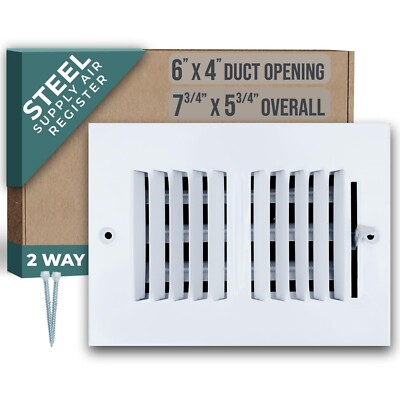 Fits 6x4 Duct Opening 2 Way Steel Air Supply Diffuser by Handua | Register Ve...