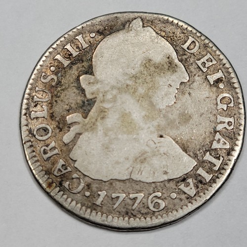 1776 Spanish Colonial 2 Reales Silver Key Date Year Coin PTS Potosi *J338