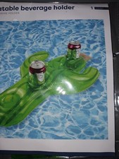Inflatable Cup Holder Pool Floaties. Flamingo  Cactus. Lot Of 2. New