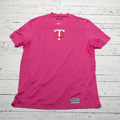 Nike Pro Combat Shirt Minnesota Twins Mens 2XL Pink Fitted