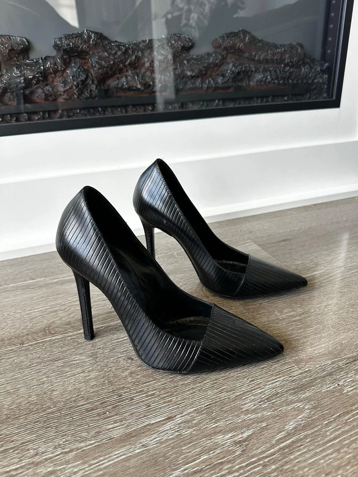 All Saints Nova Leather Court Shoes Black, Size UK 4 High Heels Stiletto Pointy - Image 4 of 4