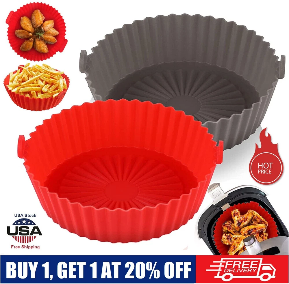 Air Fryer Silicone Pot Basket Liners Non-Stick Safe Oven Baking Tray Accessories Air Fryer Silicone Pot Basket Liners Non-Stick Safe Oven Baking Tray Accessories