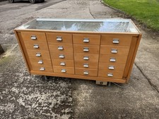 Antique Vintage Haberdashery Glass cabinet Shop Display Counter 20 Drawers