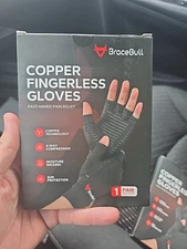 BraceBull Arthritis Gloves (1 Pair) Copper Infused Fingerless Compression For