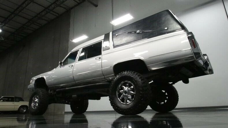 1990 Cadillac Brougham hearse mounted on K10 Blazer chassis