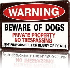 Funny Warning Beware Of Dogs Poster Tin Metal Signs Home D cor 8x12