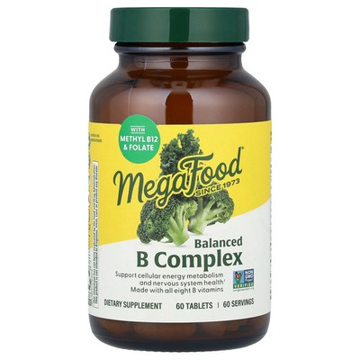 MegaFood Balanced B Complex 60 Tablets Dairy-Free, Gluten-Free, Soy-Free, Vegan,