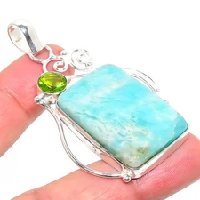 Green Aventurine Gemstone Handmade 925 Sterling Silver Jewelry Pendant  RM-106