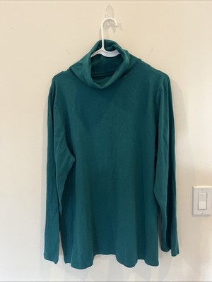 Just My Size Green Turtleneck Top Plus Size 2X 18/20W Long Sleeve Stretch