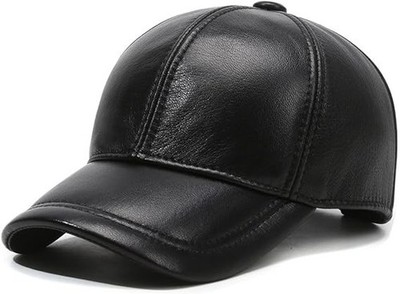 Leather Trucker Golf Hat Baseball Cap Snapback Hat Dad Adjustable Classic black