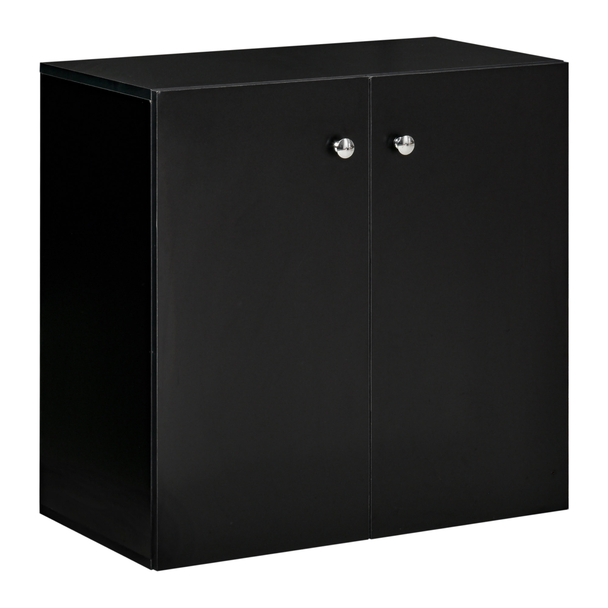 Freestanding Storage Cabinet Black Particleboard 70x70x39cm 2-Shelf Modern Slim