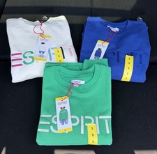 ESPRIT S Small Crewneck Sweatshirt Lot 3 White Green Blue Retro Logo NWT Costco