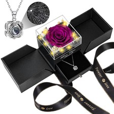 Preserved Purple Real Rose-Eternal Flowers Rose Birthday Gifts for Her 