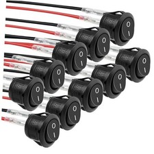 10Pcs Round Rocker Switch AC 6A/250V 10A/125V SPST,20mm DC Mini Circle Toggle 