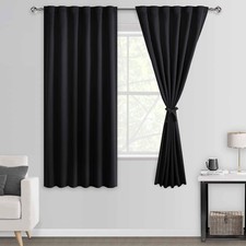 Black Blackout Curtains for Bedroom - Curtains 72 inch Long Back Tab and Rod ...