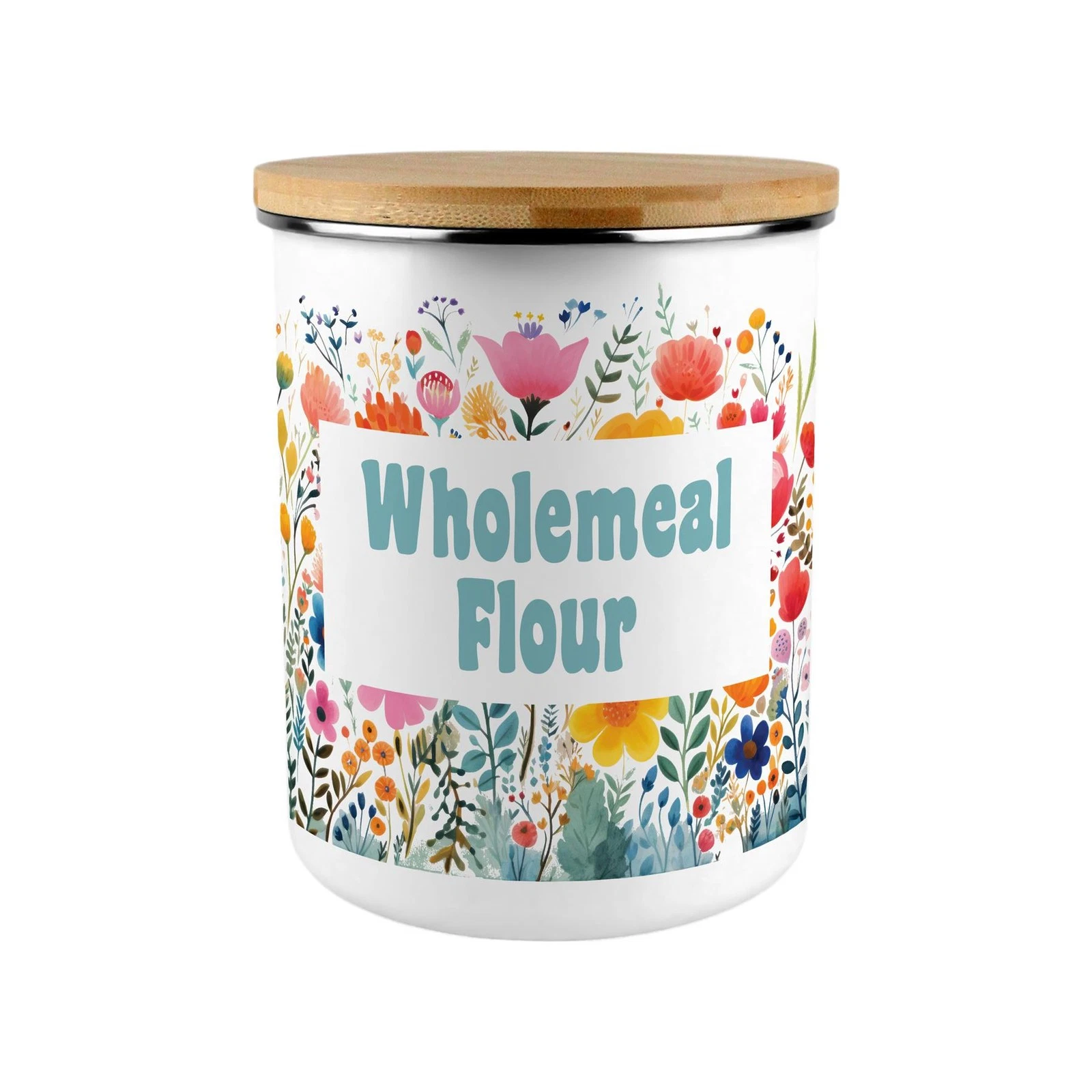 Floral Wholemeal Flour Storage Canister - 2.7L X-Large Colourful Kitchen Gifts
