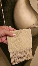 Vtg. BEADED PARTY CROSSBODY BAG by PUERRE URBACH 25" Crystal Strap