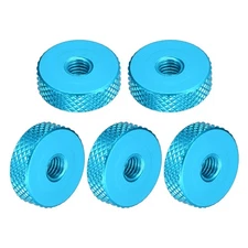 30 Piece Flat Knurled Nuts, Through Nut M5x16x5xmm, Aluminum Alloy, Blue