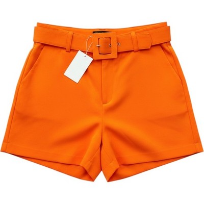 Mexe Comigo Orange High Waisted Belted Tailored Shorts Size G NWT