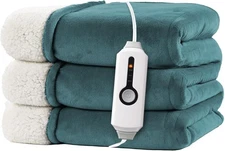 Electric Heated Blanket Throw Throw(50''x60''), 02-teal 
