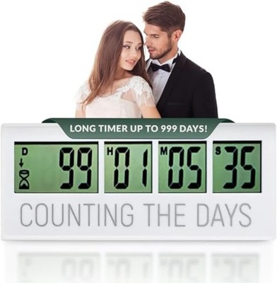 Counting the Days Countdown Clock - Up to 999 Days LCD Digital Timer - Easy t...