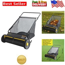 Adjustable Height Push Lawn Sweeper: Heavy-Duty with Rubber Wheels for Stability