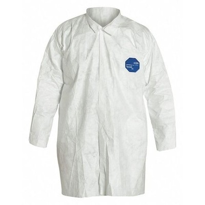 Dupont Ty210swhsm003000 Disposable Lab Frock, S, Tyvek(R) 400, Snaps, Open