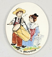 Vtg Porcelain Art Tile LA PROVENCE Ceramic Handmade Medallion Signed  50s France