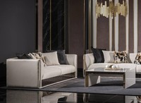 Modernes WeißEs Wohnzimmer Set Aus Holz Und Textil Mit 3-Sitzer Sofa