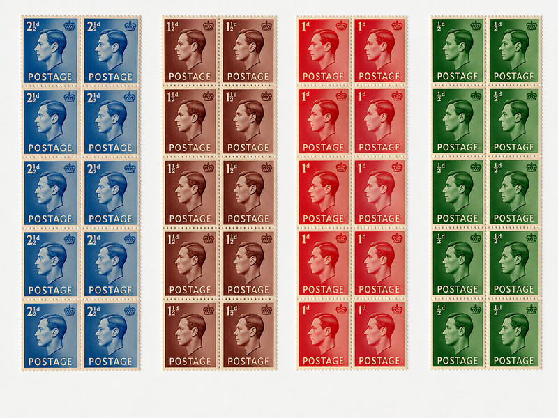 King George VI Series, 4 demoninations, one strip of ten each