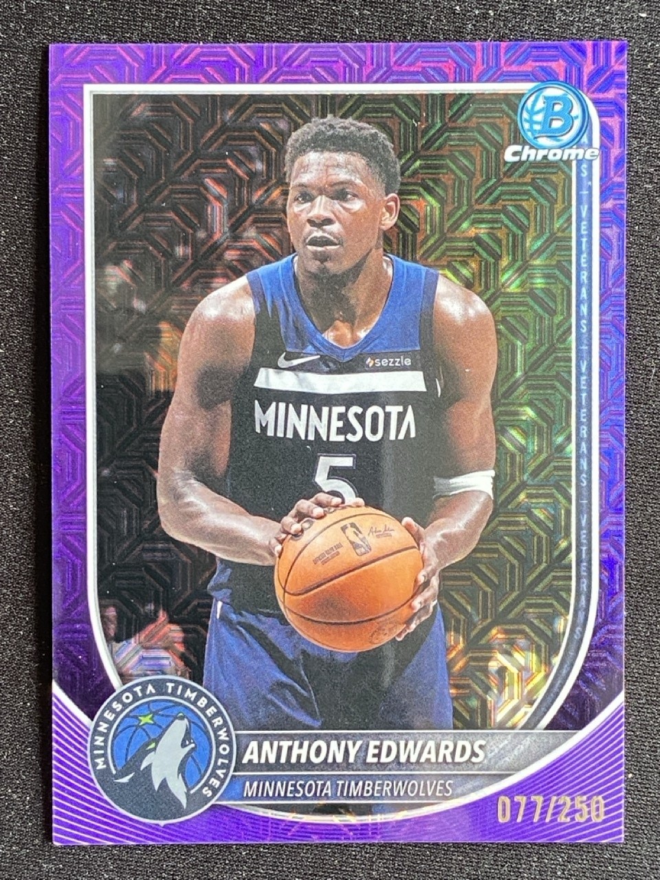Anthony Edwards 2025-26 Topps Bowman Chrome Purple Mojo Base /250 #BCV-103