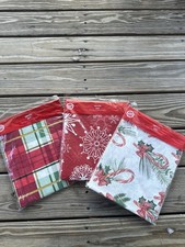 Christmas Tablecloth Bundle Set of 3 52x70 Red Plaid Snowflake Candy Cane NEW  