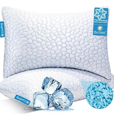 QUTOOL Cooling Pillows for Sleeping 2 Pack, Shredded Memory Foam Bed Pillows ...