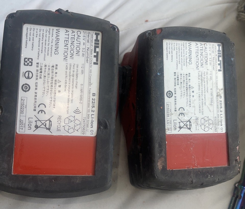 Lot De 2 Batteries Hilti CPC B22/5.2 Li-ion 21,6 V - Pour Pièces (HS)