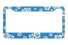 Hawaiian Flower  Hibiscus Print Aluminum License Plate Frame - 3 Color Options
