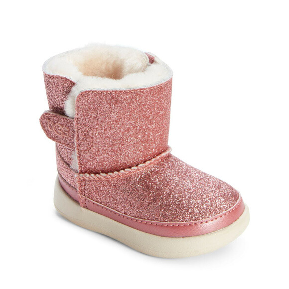 NIB UGG Keelan Suede Sparkle Toddler Booties Pink Glitter 0/1 0-6