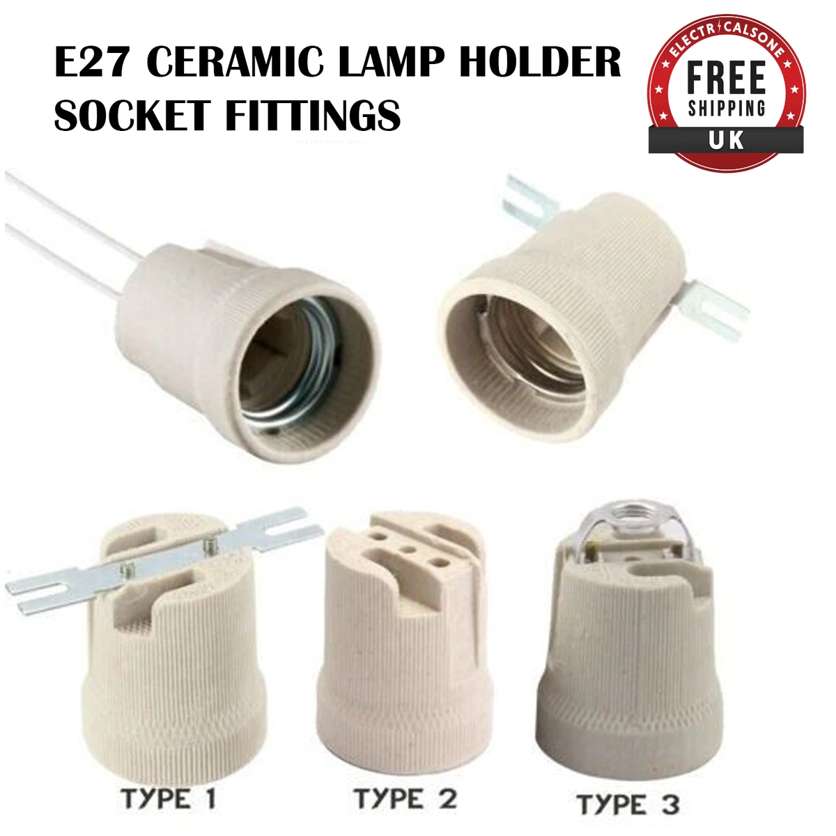 Ceramic Porcelain Light Bulb Holder E27 Edison Screw Heat Lamp