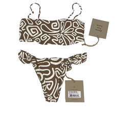 NWT Stone Fox Swim SET Size XS Bliss Top Bijou Bottom Brown Swirl Woman Swimsuit