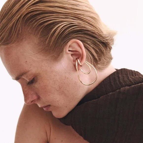 Zara Gold Metal Ear Cuff Small Open Hoop NWT