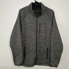 Swiss Tech Full Zip Sweater Jacket Mens Size Large Gray Fleece Lined Pockets