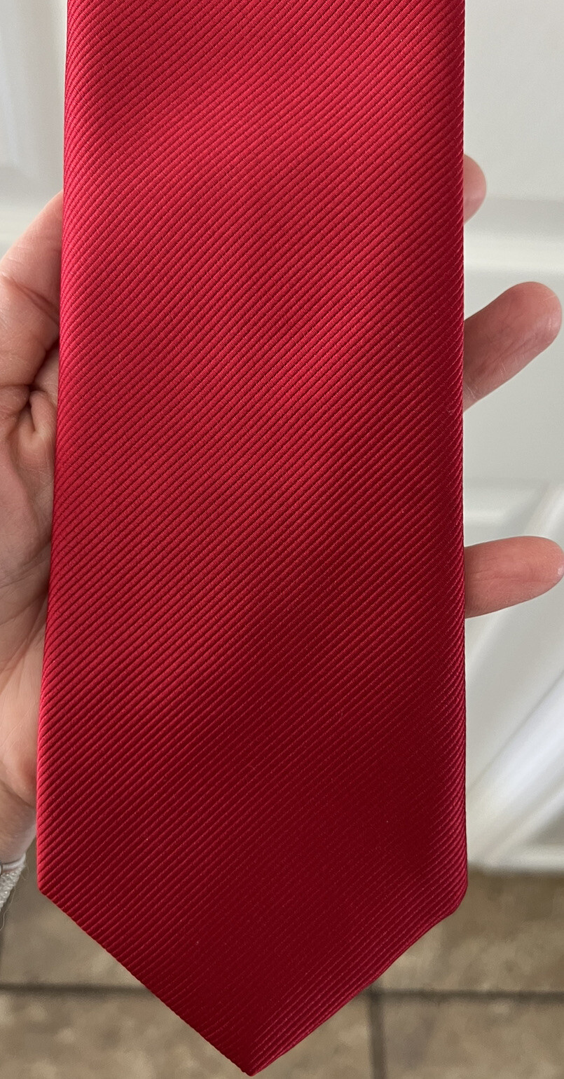 Joseph & Feiss Gold Solid Red Polyester Neck Tie - image 3